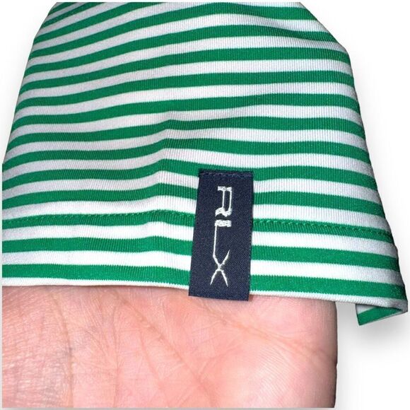 NWT Ralph Lauren RLX Green & White Stripe Golf Polo Shirt XL - Picture 5 of 8